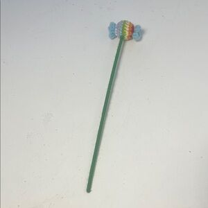 Homemade Crochet Rainbow Print Candy Accent on Stem for Floral Boquet
